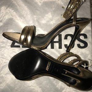 Schutz ankle wrap gold sandals size 7 brand new